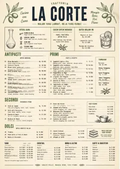 Trattoria Evening menu template preview