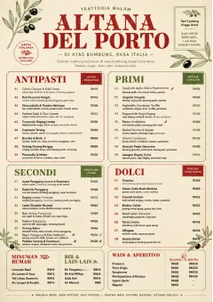 Trattoria Evening menu template preview