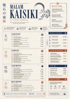 Kaiseki Evening menu template preview