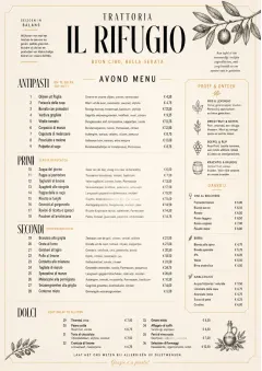 Trattoria Evening menu template preview
