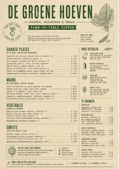 Farm-to-Table Supper menu template preview
