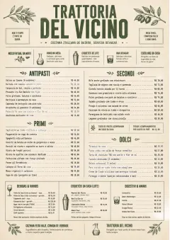 Trattoria Evening menu template preview