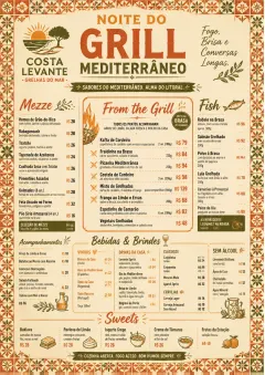 Mediterranean Grill Night menu template preview