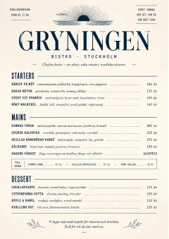 Chef Carte Brève menu template preview
