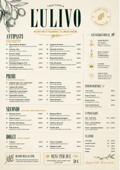 Trattoria Evening menu template preview