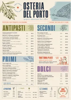 Trattoria Evening menu template preview
