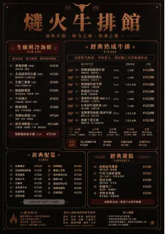 Classic Steakhouse menu template preview