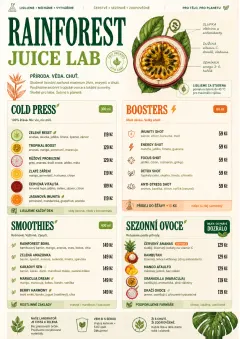 Rainforest Juice Lab menu template preview