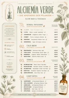 Botanical Apothecary menu template preview