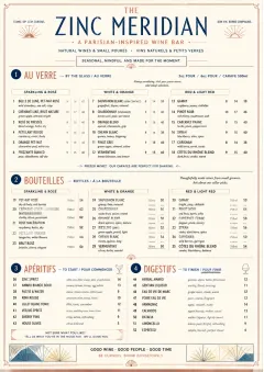 Parisian Zinc Wine Bar menu template preview