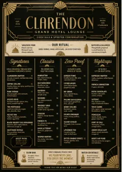 Art Deco Lounge menu template preview