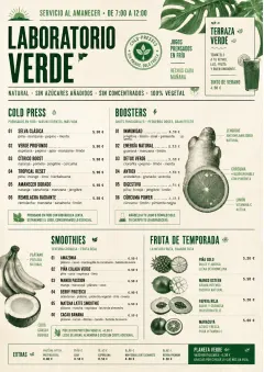 Rainforest Juice Lab menu template preview