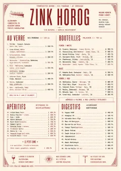 Parisian Zinc Wine Bar menu template preview
