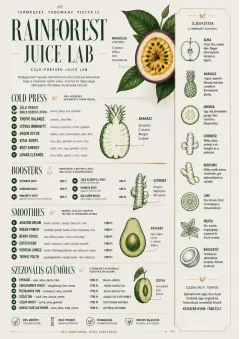 Rainforest Juice Lab menu template preview