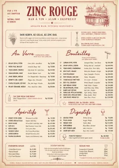 Parisian Zinc Wine Bar menu template preview
