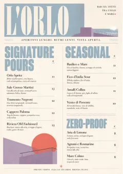 Boutique Pour Card menu template preview