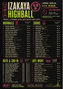 Izakaya Highball menu template preview