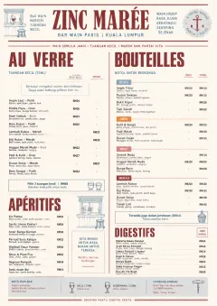Parisian Zinc Wine Bar menu template preview