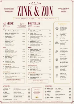 Parisian Zinc Wine Bar menu template preview