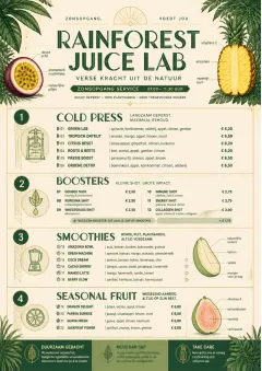Rainforest Juice Lab menu template preview