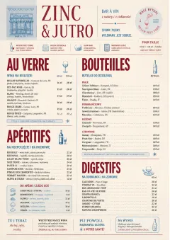 Parisian Zinc Wine Bar menu template preview