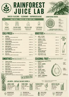 Rainforest Juice Lab menu template preview