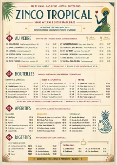 Parisian Zinc Wine Bar menu template preview