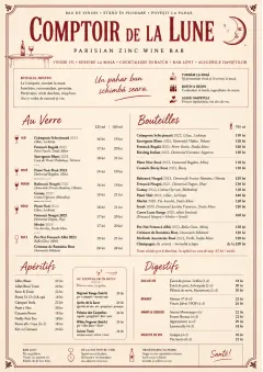 Parisian Zinc Wine Bar menu template preview