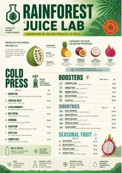 Rainforest Juice Lab menu template preview