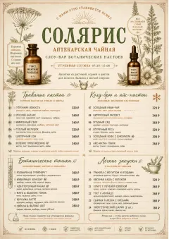 Botanical Apothecary menu template preview