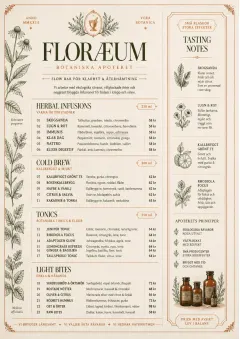 Botanical Apothecary menu template preview