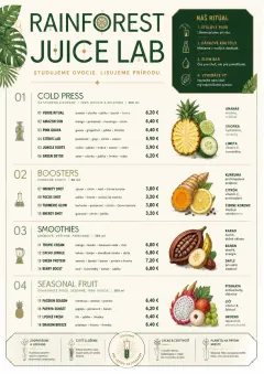 Rainforest Juice Lab menu template preview