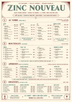 Parisian Zinc Wine Bar menu template preview