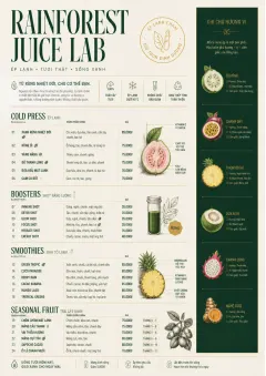 Rainforest Juice Lab menu template preview