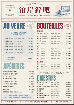 Parisian Zinc Wine Bar menu template preview