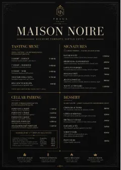 Matte Black Luxury menu template preview