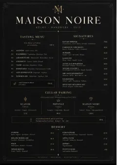 Matte Black Luxury menu template preview
