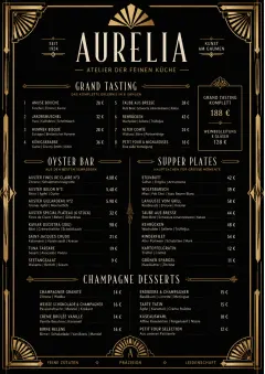 Art Deco Glamour menu template preview
