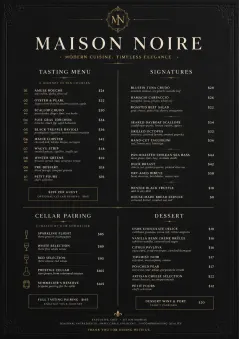 Matte Black Luxury menu template preview