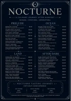 Midnight Velvet menu template preview