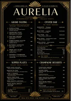 Art Deco Glamour menu template preview