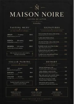 Matte Black Luxury menu template preview
