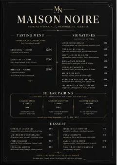 Matte Black Luxury menu template preview