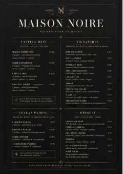 Matte Black Luxury menu template preview