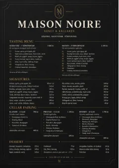 Matte Black Luxury menu template preview