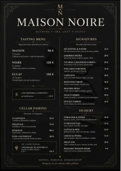 Matte Black Luxury menu template preview