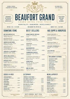 Grand Hotel Classic menu template preview