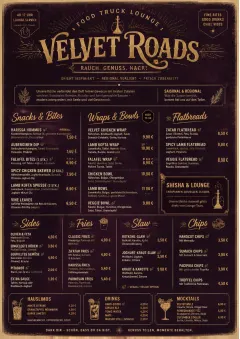 Lounge Velvet menu template preview