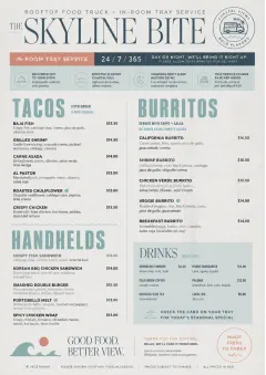 In-Room Tray Service menu template preview
