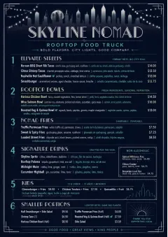 Rooftop Skyline menu template preview
